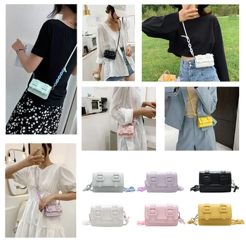 

Mini Women Shoulder Bag Candy PU Chain Purse Travel Square Crossbody Phone Bags Chain Elegant Crossbody Shoulder Bag