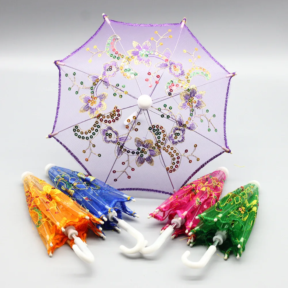 New Lace Embroidered Sunshade Umbrella Rain Gear For 18 Inch 16 Inch BJD   Doll American Girl Accessories Kids Toys Girls Gift