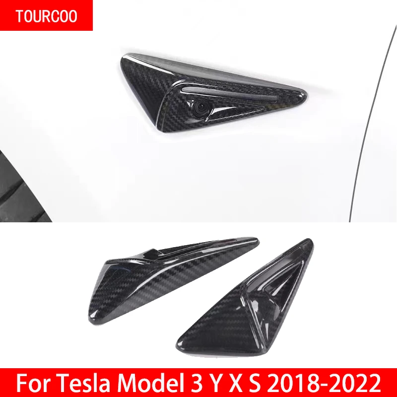 

For Tesla Model 3 Y S X 2018-2022 Side Standard Leaf Board Stickers Side Camera Protection Cover Modification Accessories