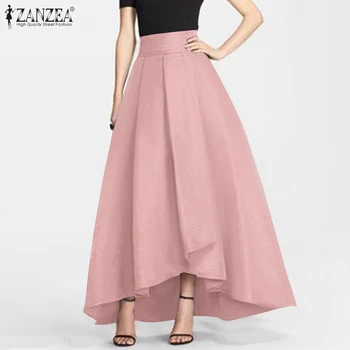 

2020 ZANZEA Elegant Maxi Skirts Spring Women's Sundress Casual High Waist Long Vestidos Female Zipper Faldas Saia Plus Size 5XL