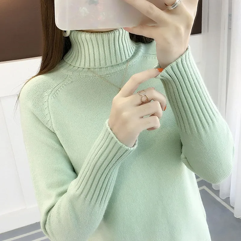 Turtleneck Sweater Womens Long Sleeve Knitted Pullovers Sweaters 2019 Autumn Winter Loose Candy colors Female Jumper Tops | Женская