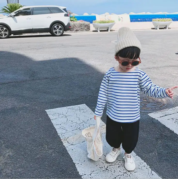 new girls boys striped t-shirt autumn full sleeve cotton soft fashion kids top 1-6t