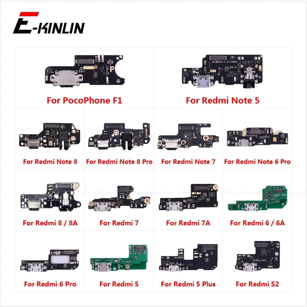 

USB Charging Charger Dock Port Board Microphone Flex Cable For XiaoMi PocoPhone F1 Redmi Note 8 8T 7 6 5 Pro Plus 8A 7A 6A S2