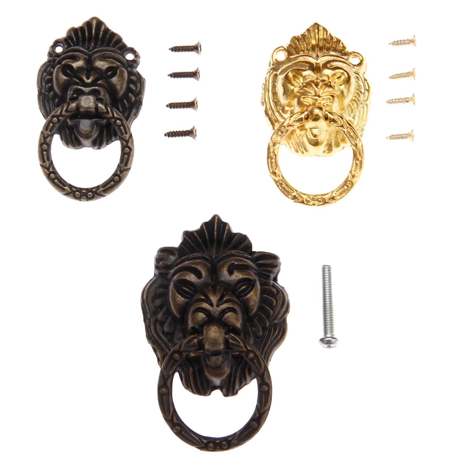1pc Lion Head Door Furniture Handle Zinc Alloy Dresser Drawer