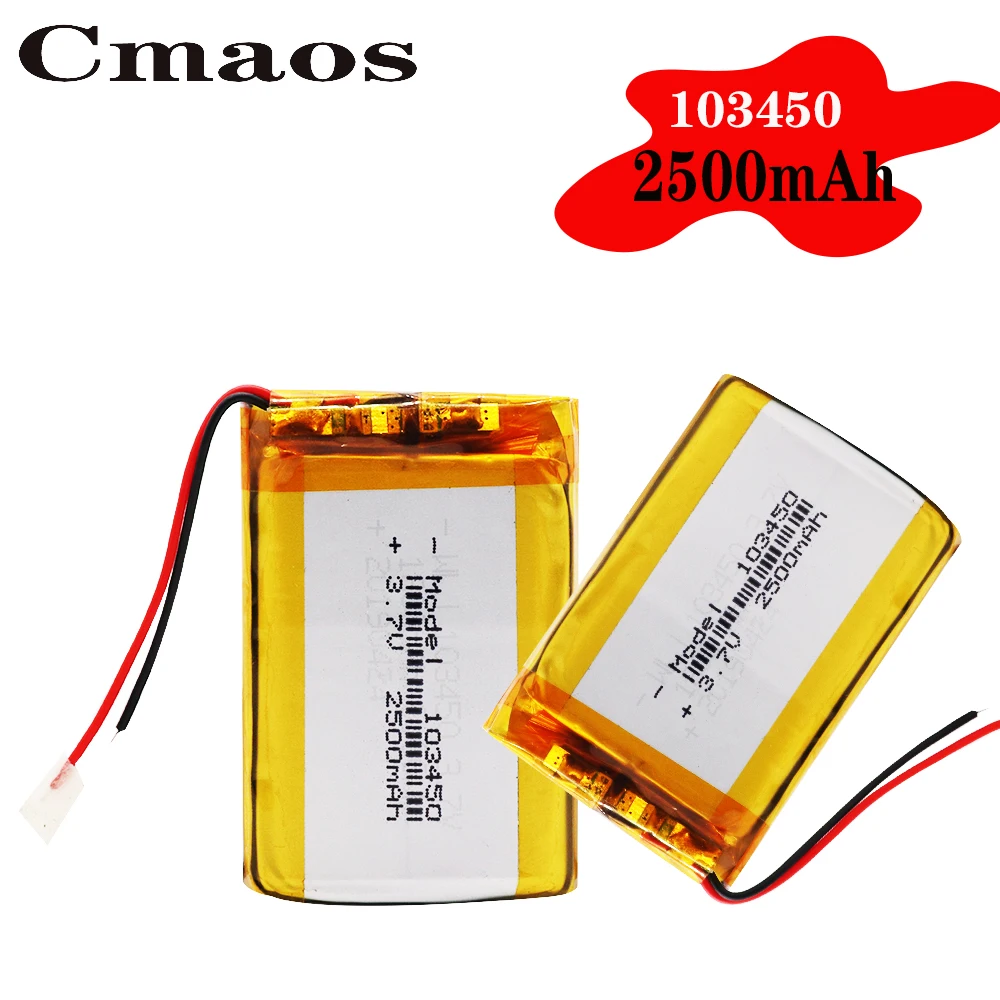 1/2/4 высокого Ёмкость 103450 3 7 V литий-полимерный Батарея 2500 Mah Li-po аккумулятор MP5 GPS