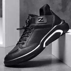 Новое поступление, мужская повседневная обувь для молодых людей, черные мужские кожаные туфли, размер 38-44, роскошная брендовая мужская