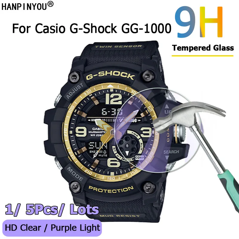 Per Casio G-Shock Gg-1000Gb Gg-1000Rg Gg 1000 Hd Chiaro/Anti Luce Viola 2.5D Sottile Pellicola Proteggi Schermo In Vetro Temperato