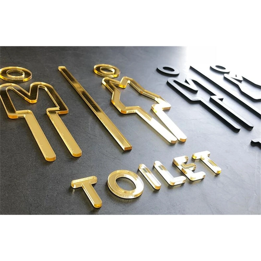 Signboard Toilet Acrylic Bathroom Signage Guide Wall Sticker Men And Women Brand Creative Personality Signs | Дом и сад
