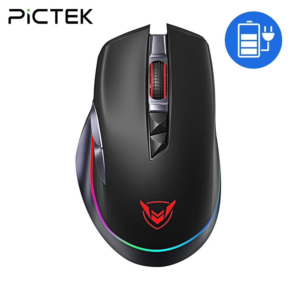 PICTEK PC255 игровая мышь беспроводная 10000 DPI RGB перезаряжаемая эргономичная