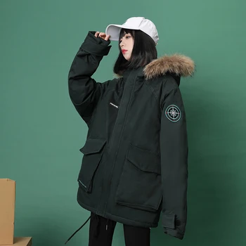 

Female Wadded Jackets 2019 New Autumn Winter Loose Thick Students Parkas Medium-long Women Cotton-padded Coat Oversized