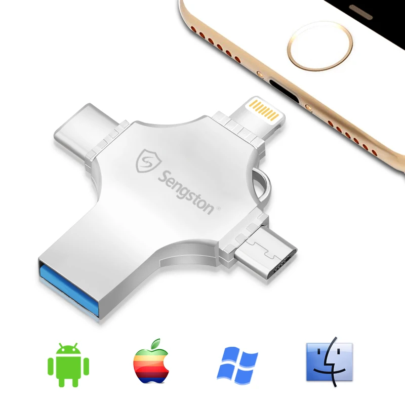 4 в 1 USB флэш-накопитель Iphone Android type-C USB3.0 высокоскоростной памяти Sengston