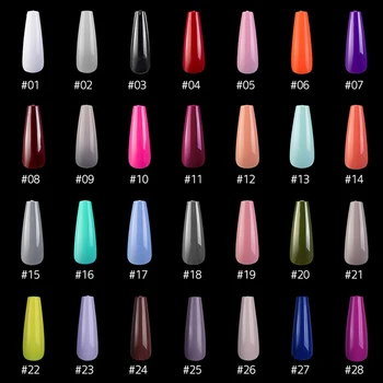

Muti-color New 100pcs Professional Fake Nails T-Shape Candy Color Ballet Nails Long Acrylic Nail Tips 10 Size Nails With Box