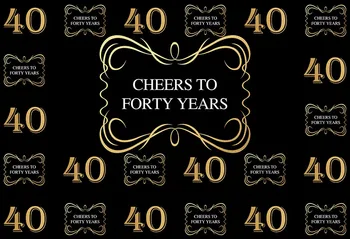 

7x5FT Golden 40th DIY Cheers Forty Years Prom Party Repeat Custom Photo Studio Backdrops Backgrounds Vinyl 220cm x 150cm