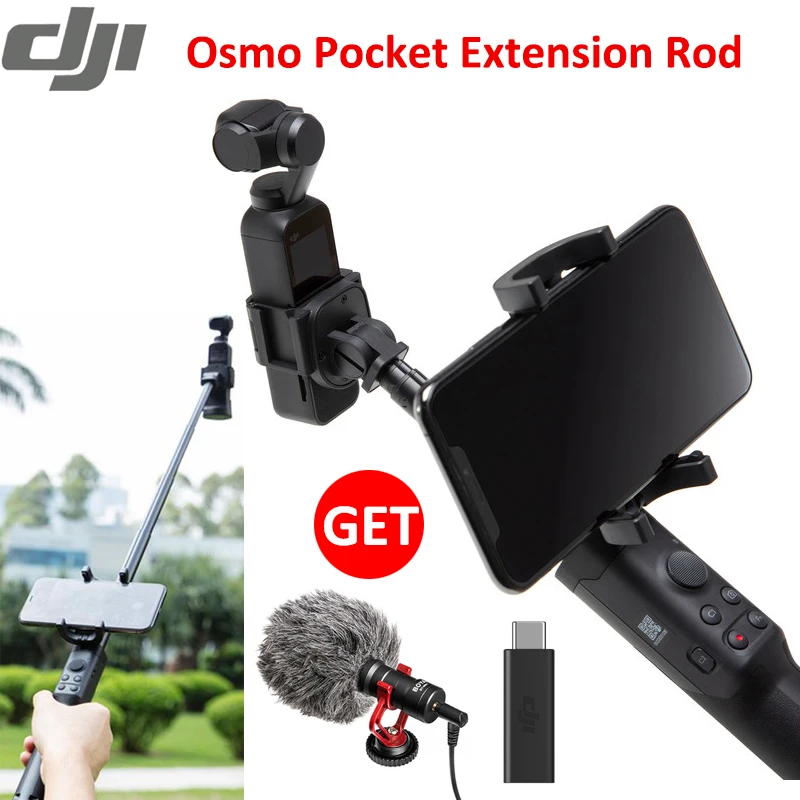 

Original DJI Osmo pocket extension rod 50cm stick wi control button phone holder tripod mount cold shoe osmo pocket accessories