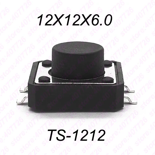 12X12X6 SMT 10 шт 12X12 H = 4,3/4,5/5/5,5/6/7/8~ 17 мм 4PIN SMT мгновенный тактильный переключатель кнопочный переключатель Черный - Цвет: 12X12X6 SMT