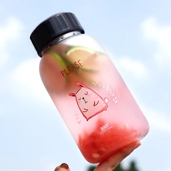 

High Capacity Cup Simple Frosted Transparent Cup Portable Creative Personality Bouteille En Verre Student Water Cup 600ML EA60SH