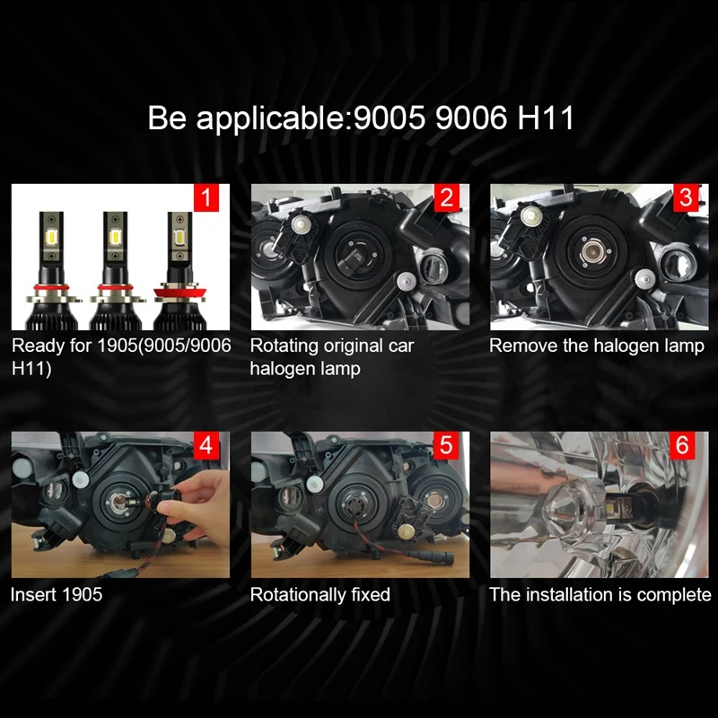 2X стайлинга автомобилей 6000K H4 светодиодный H7 H11 H8 HB4 H1 HB3 Авто 1905 автомобильные лампы накаливания 60 Вт 6000LM стайлинга автомобилей