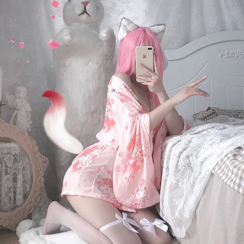 Women Lingerie Women Lingerie Set Women Cosplay Costume Girl Sexy Lingerie Nightgowns Clothes Party Kimono Dress Woman Sakura Japanese Style Geisha Costume Sexy Bathrobe Yukata Pajamas