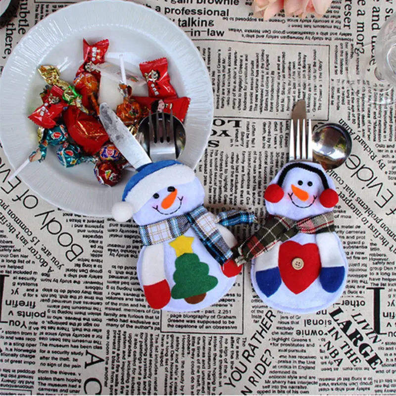 Мультяшная Рождественская 154*112*10 мм посуда для столовых приборов среднего размера Рождественская Декоративная скатерть, нетканые принадлежности сумка Санта вилка ложка