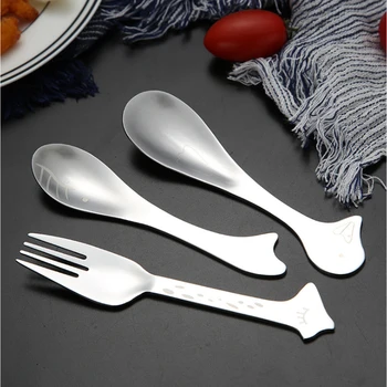 

stainless steel child feeding spoon cartoon baby spoon animal food supplement spoon coffee spoon