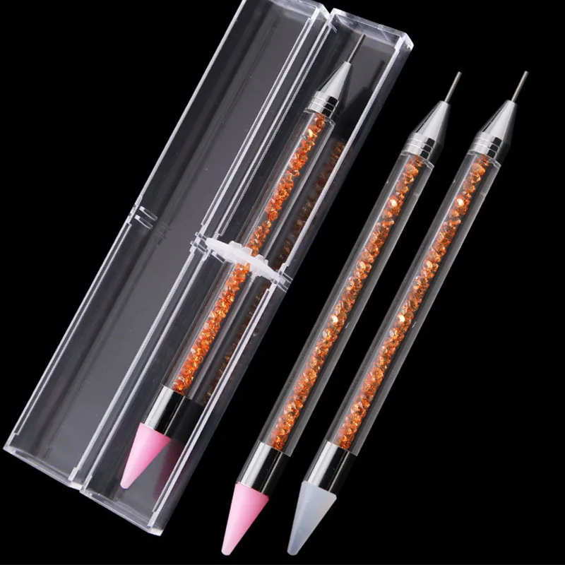 Двухконцевая ручка для ногтей, силиконовая Мягкая головка, стразы, карандаш, кристальная ручка для бисера, инструмент для дизайна ногтей