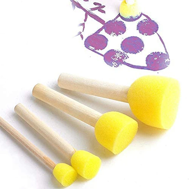 4pcs/set Sponge Paint Brush Wooden Handle Sponge Foam Brushes Art Painting  Tool For Kids Diy Toy Art Supplies - Paint Brushes - AliExpress