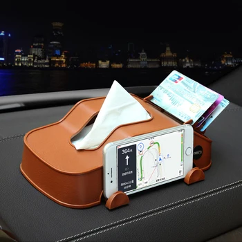 

Car Tissue Box Car Accessories Portable Multi-function Car Model Tissue Holder Box Cover Phone Holder Car Styling