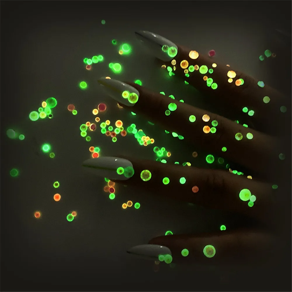 1 Pack Flatback Luminous Nail Rhinestones Mixed Sizes Crystal Shiny Nail Flat Drill Flash Gems Glass Nail Art Decorations Tools (14)