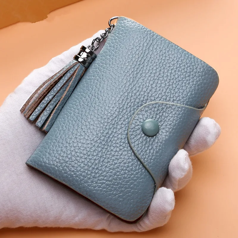 

Fashion Short Wallet Bag for Women Genuine Leathe Clutch Bags Cute Korean Card Holder Female Folding Small Coin Purse