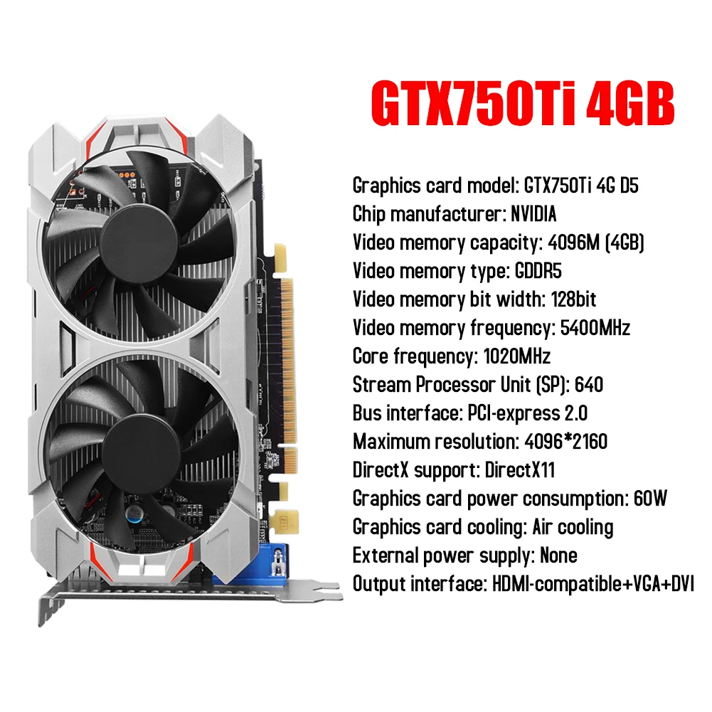 GTX960/750Ti/650Ti Video card Gaming Graphic Cards 128bit GDDR5 HDMI-Compatible for Desktop Computer w/ Dual Cooling Fan best graphics card for pc Graphics Cards