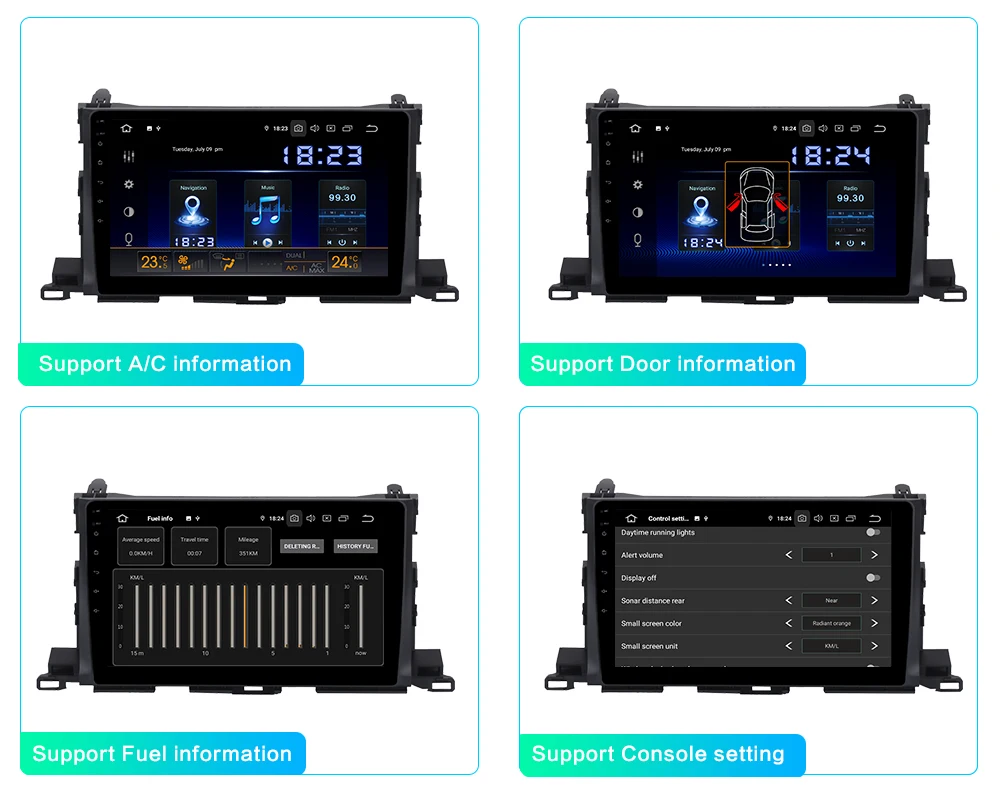 Discount Dasaita 10.2" Car Multimedia 1 Din Android 9.0 for Toyota Highlander GPS 2015 Car Stereo Bluetooth MAX6 64GB ROM 10