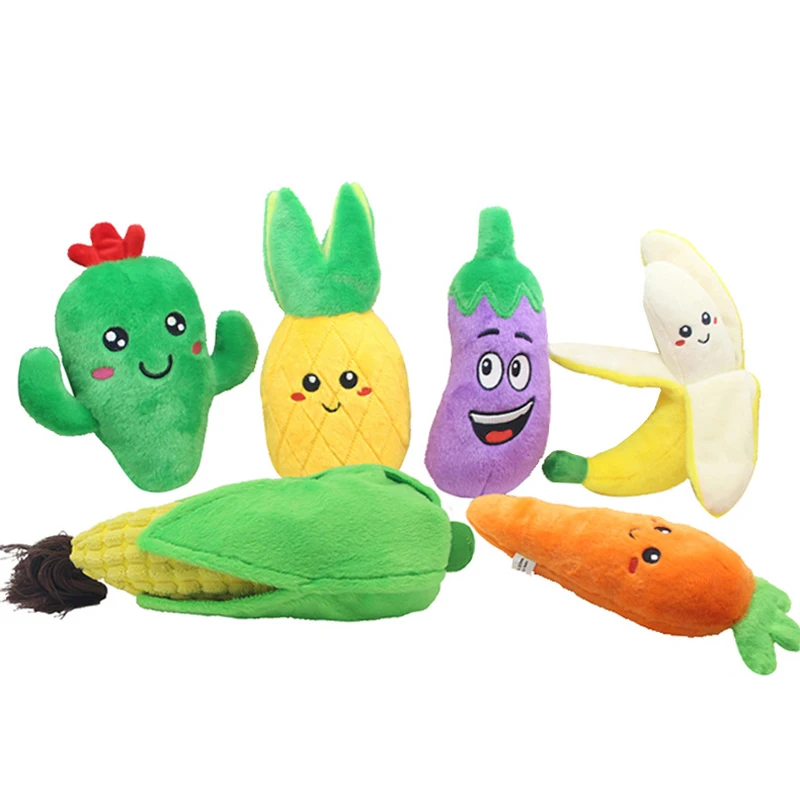 Cactus vegetables Pet Toy Pineapple Dog Toy Corn Fruit Cat Puppy Squeak Toys 5