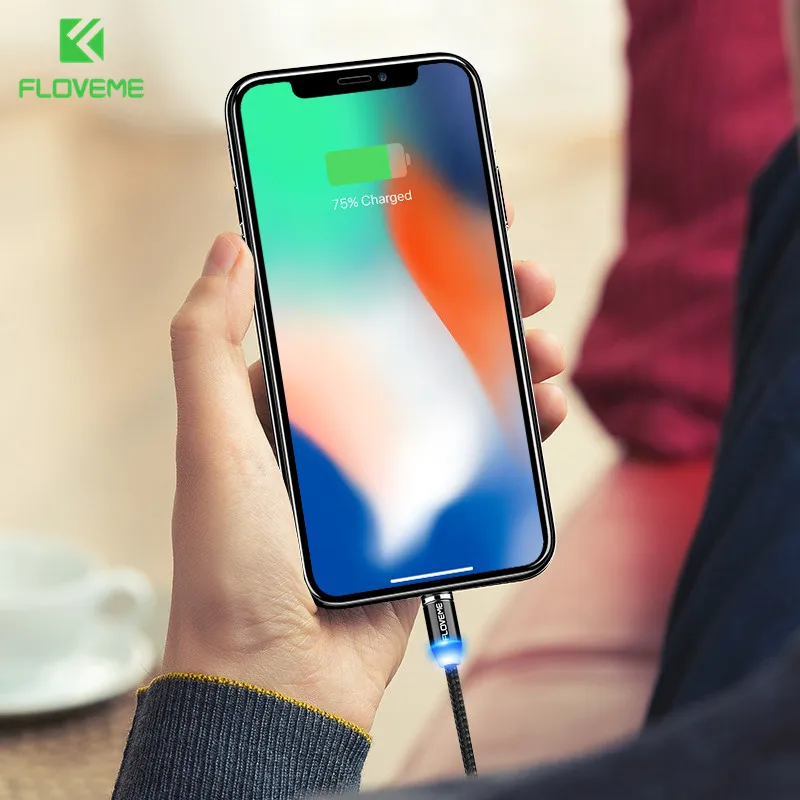 FLOVEME 1 м Магнитный зарядный кабель Micro USB кабель для iPhone 11 Pro Max XR 8 Магнит Зарядное устройство usb type C кабель зарядный провод шнур