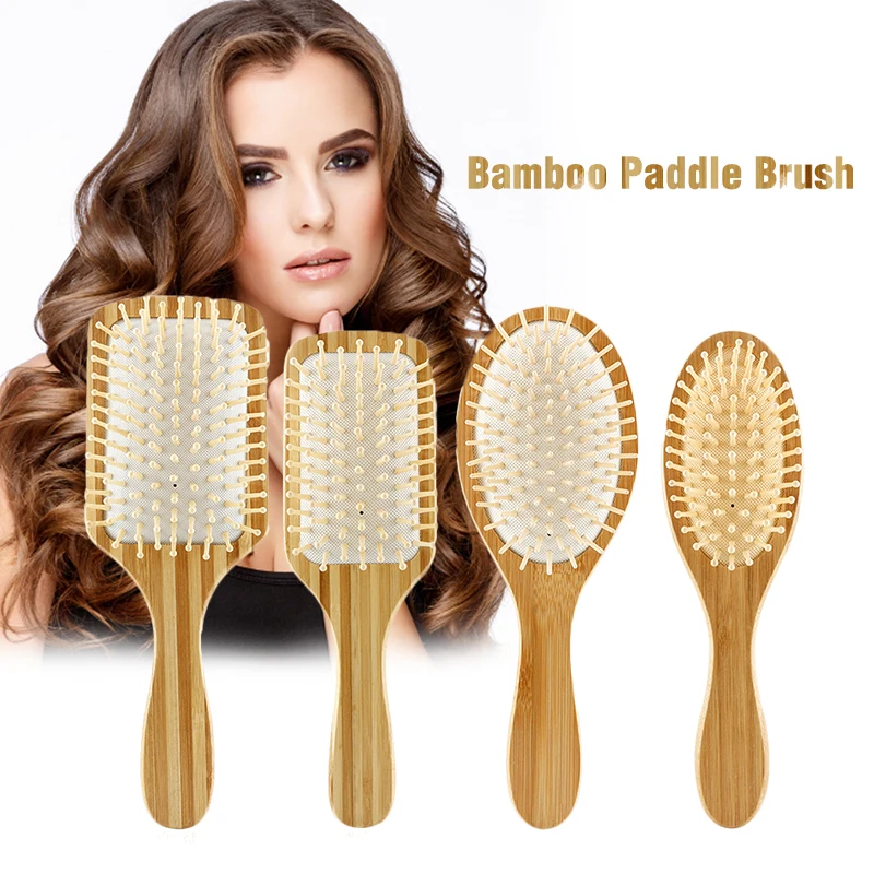 

Natural Bamboo Paddle Massage Brush Hair Care Wooden Hair Brush Massage Scalp Hairdressing Styling Comb Bamboo Paddle Brush