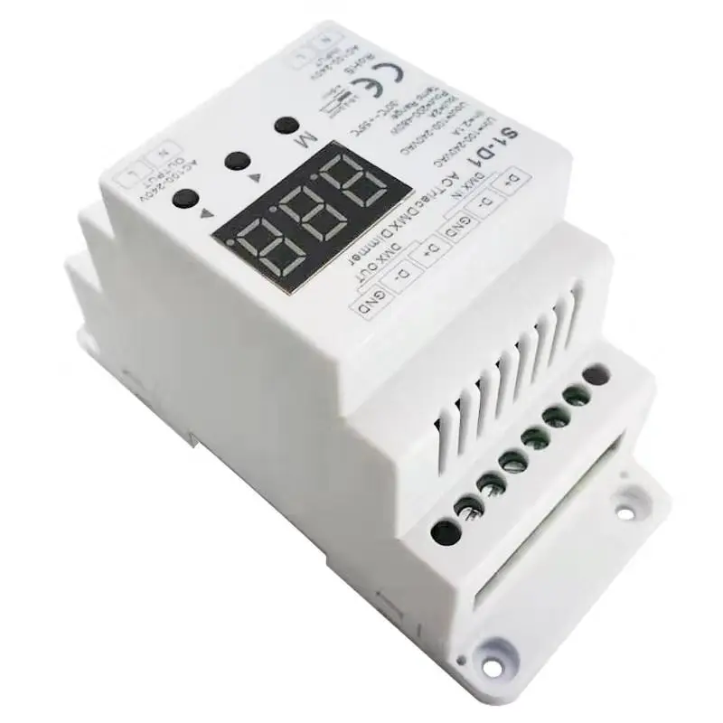 Led Triac DMX512 диммер 100 V-240 V AC Вход 1CH x 2A 1 канал Выход Высоковольтная Светодиодная лента Din Rail диммер цифровой дисплей