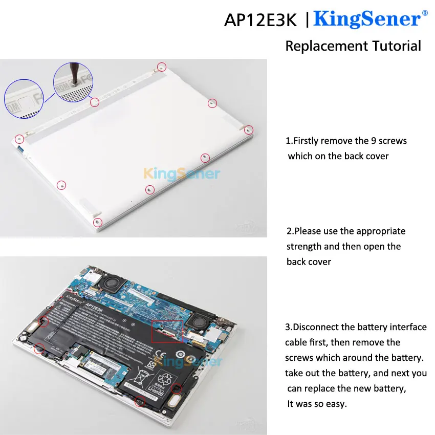 Bateria de Laptop para Acer Aspire s7 S7191 11 Ultrabook Cp3 65 1142 Cp5 41 61-2 7.4v 3790mah Kingsener-ap12e3k - Imagem 5