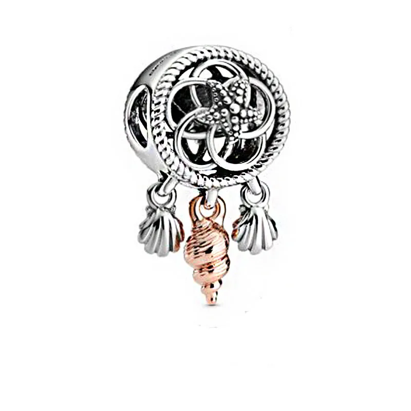 

HOT New Summer 925 Sterling Silver Openwork Seashell Dreamcatcher Cha fit Original Pandora Bracelets BeadsDIY Women Jewelry