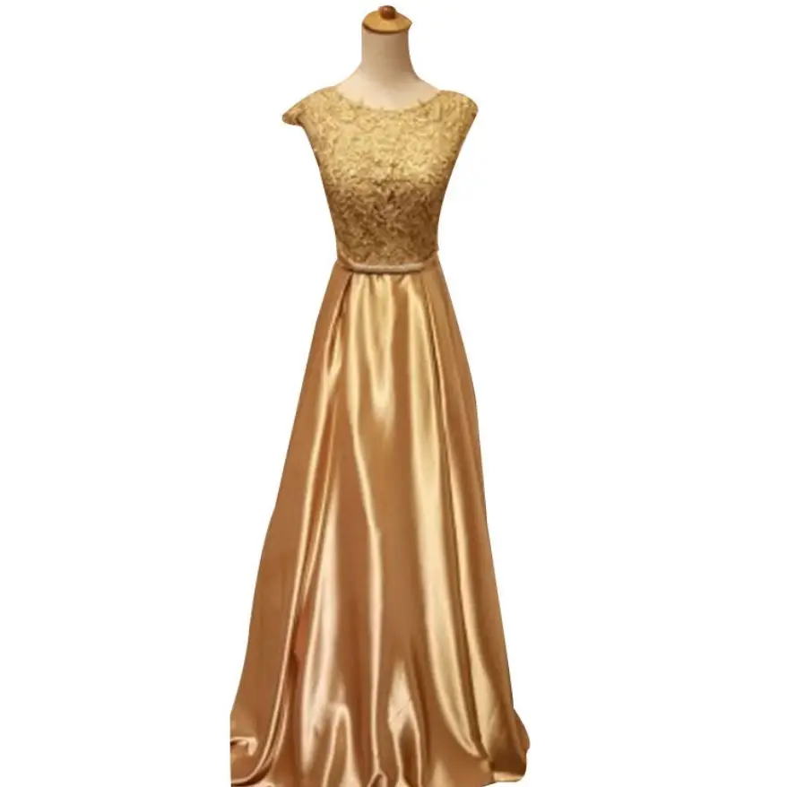 Бургундское, розовое, серебряное, золотое, зеленое платье подружки невесты, длинное кружевное платье из тафты с коротким рукавом, ТРАПЕЦИЕВИДНОЕ свадебное платье, vestido madrinha - Цвет: Золотой