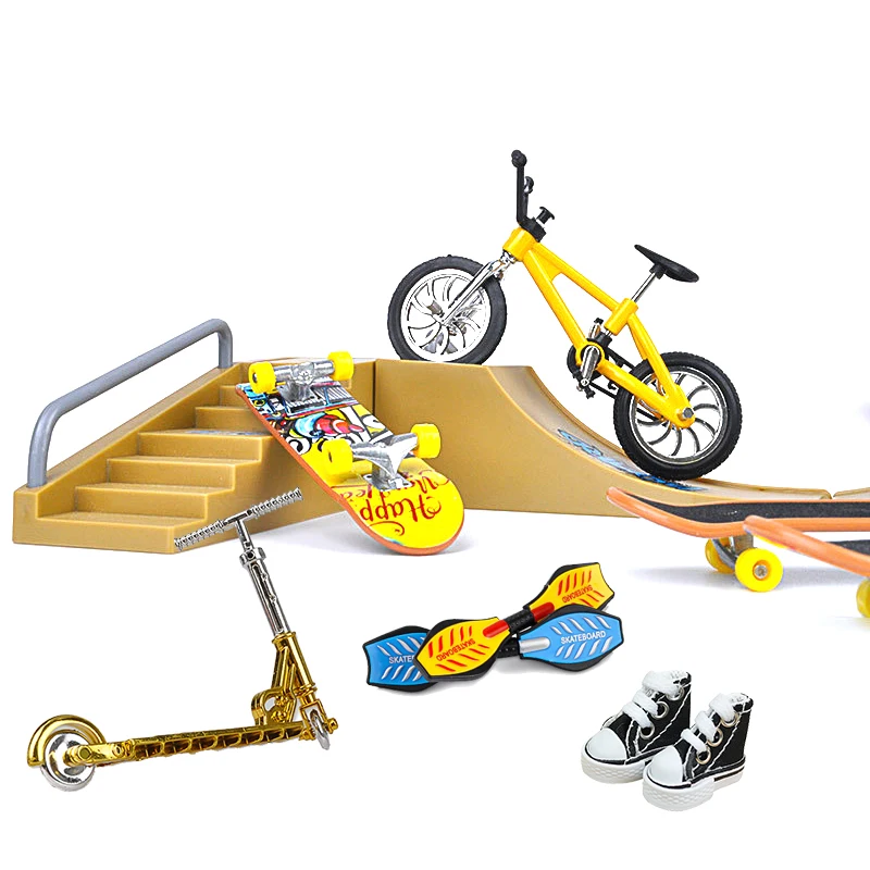 Mini patinete de dos ruedas con dedos para niños, conjunto de zapatos, diapasón, rampas para dedos, Bmx, bicicleta, Juguetes