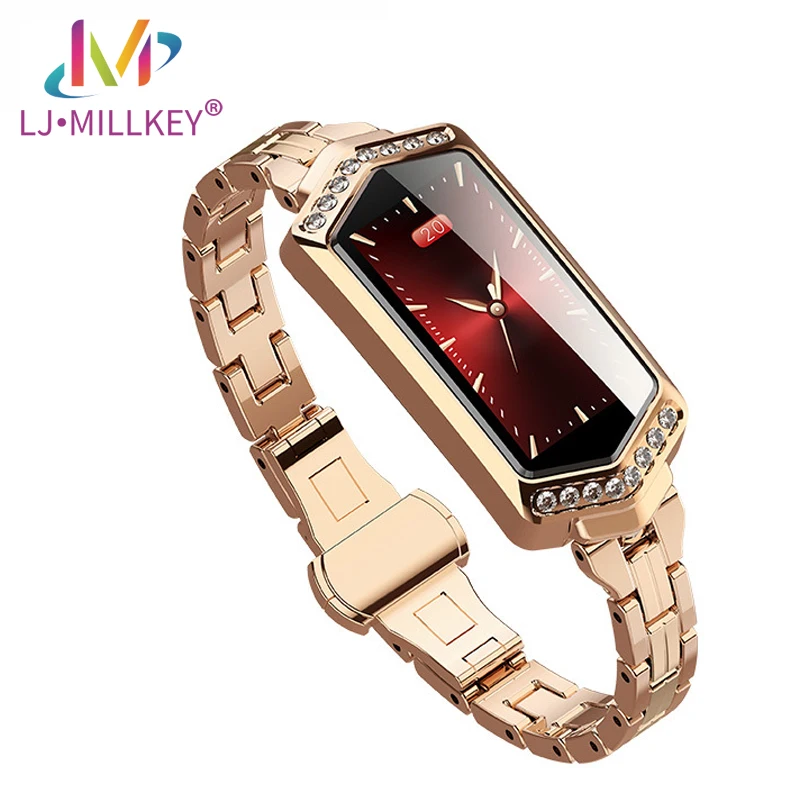 

Smart Watch Women IP67 Waterproof Heart Rate Monitor Metal Strap Fitness Bracelet For Android IOS Phone Wife Gift