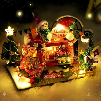 

Doll House Furniture With LED Light Diy Miniature 3D Assembled Wooden Miniaturas Dollhouse Toys Children Birthday Christmas Gift