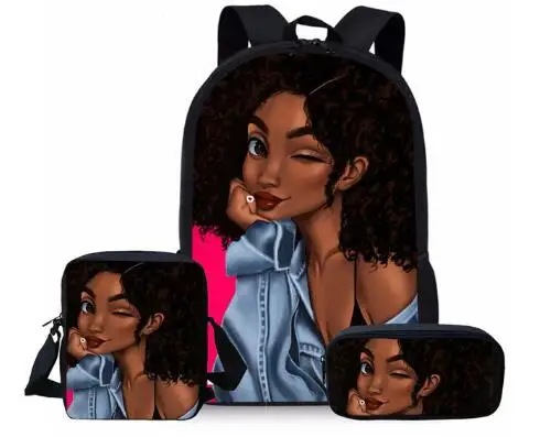 

16 inch Children School Bags for Kids Black Art African Girl Printing School Bag Teenagers Shoulder Bagpack Satchel