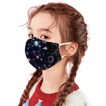 

face mask for kids's Three-layer Disposable Masks Space Cartoons Printed FaceMasks Earhook Elastic mascarillad 50PC mondmasker
