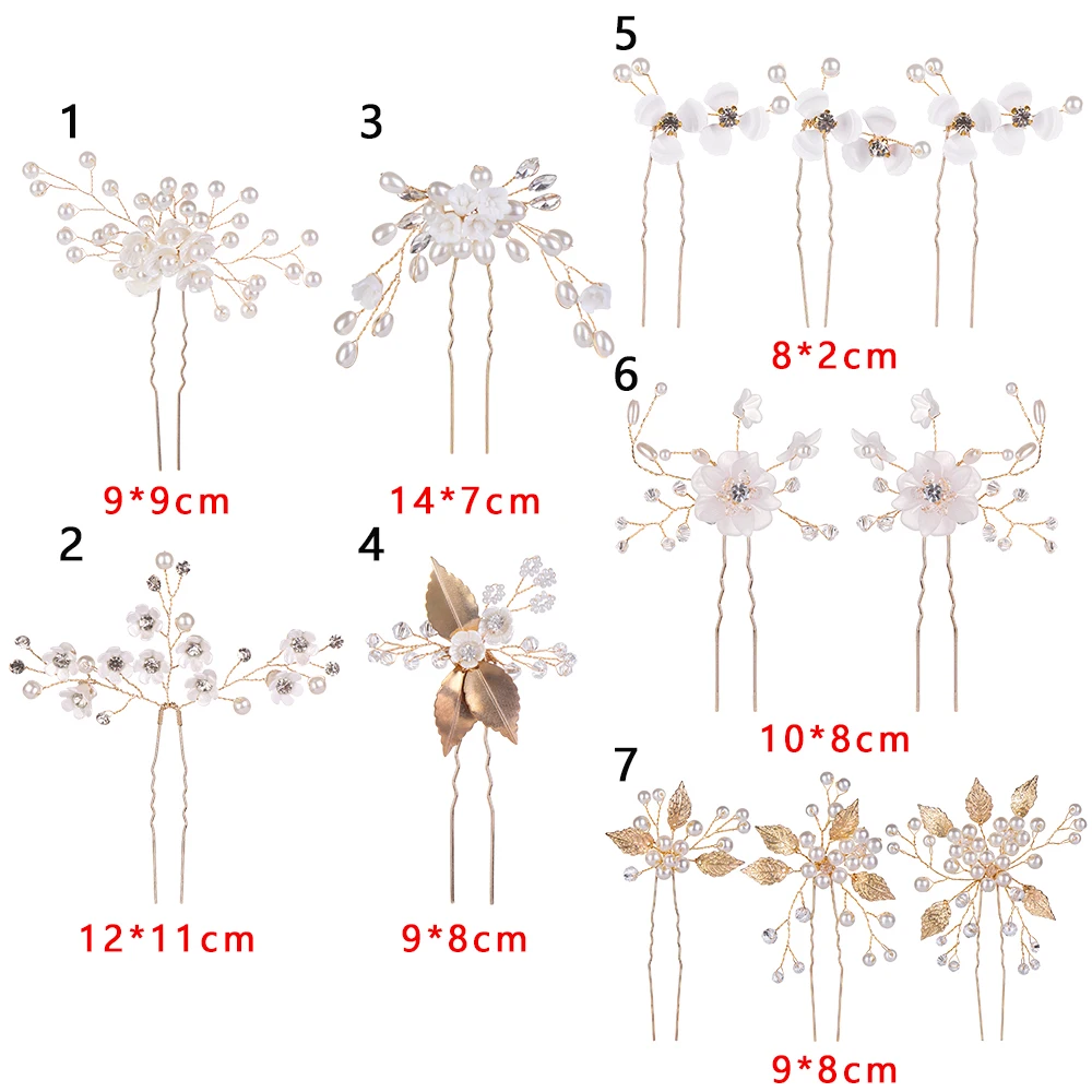 Women Pearls Hairpins Wedding Hair Clips Headpieces Hair Forks For Bridal Hairstyle Crystal Jewelry Accessories jewelry accessories hair accessory hair clip hair headdress bridal headwear pearl hairpins