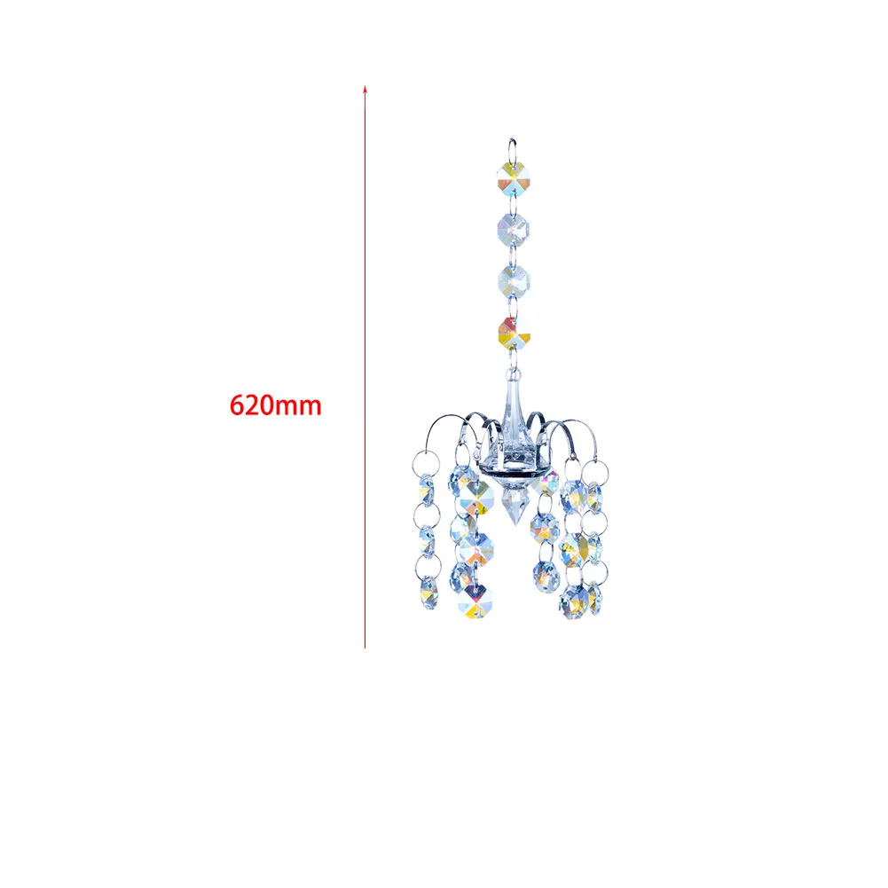 Crystal Pendant Wind Chime Chandelier Shaped Prism Faceted Hanging Jewelry Ornament Glass Sun Catchers Indoor Outdoor Decor Sun Catcher