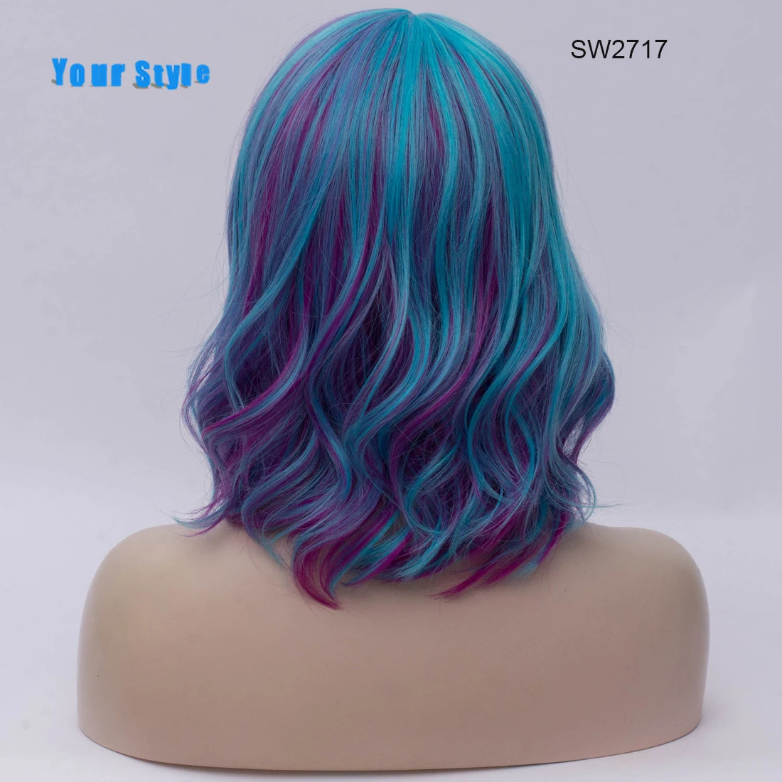 Ваш стиль 17 цветов синтетические парики для косплея женщин короткие Боб волнистые парики черный красный серый коричневый фиолетовый синий высокотемпературное волокно - Цвет: T4/27/30