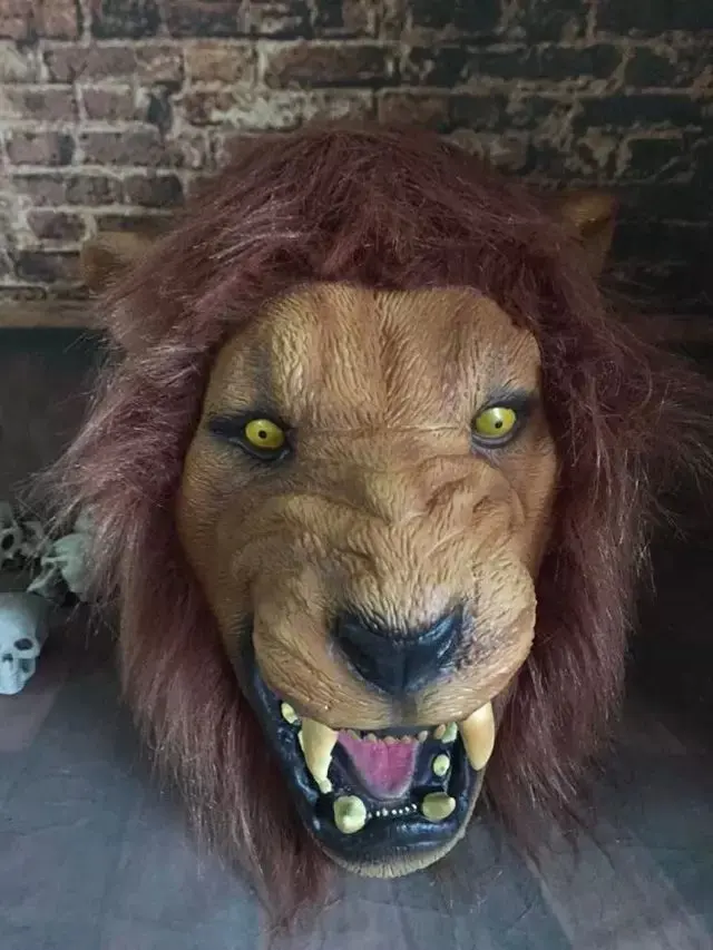 Длинная маска льва для волос Реалистичная голова льва хэллоуинская страшилка вечерние маска в форме головы животного представление