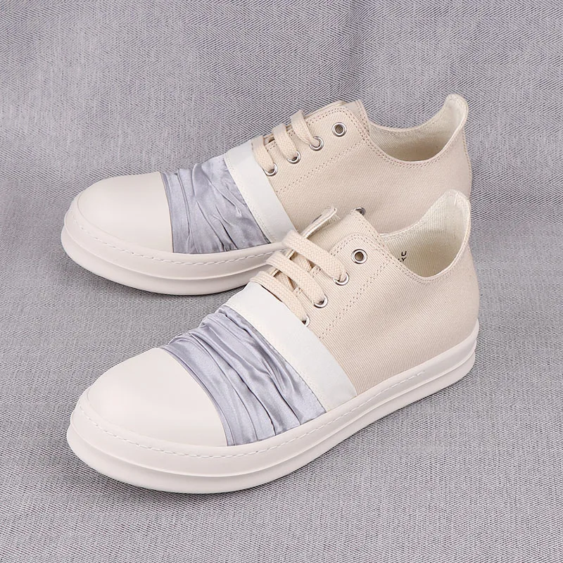 New Season Man Silk Low-top Shoes Thick Sole Lace-up Casual Shoes Canvas Fashion Sneakers