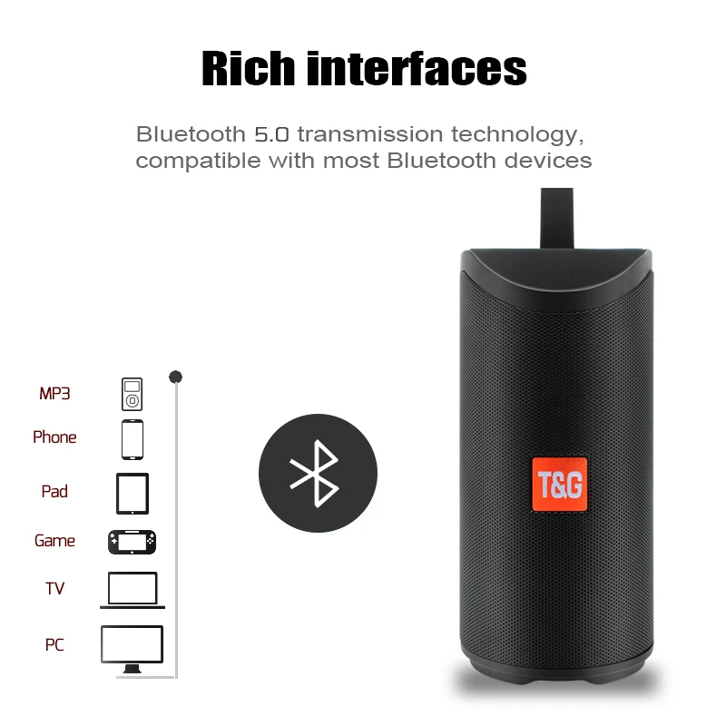 Bluetooth Колонка TG169 портативная Водонепроницаемая уличная колонка с сабвуфером FM
