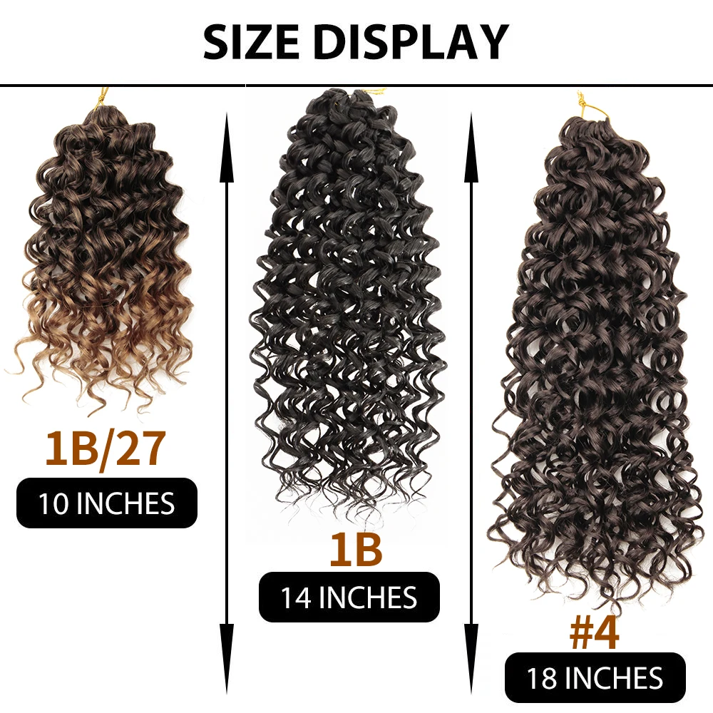 Wavy Strands Crochet Braid Hair10 14 &18inch Synthetic Ombre Wavy Curls Afro Curls Hair For Women Low Tempreture Deep Wave